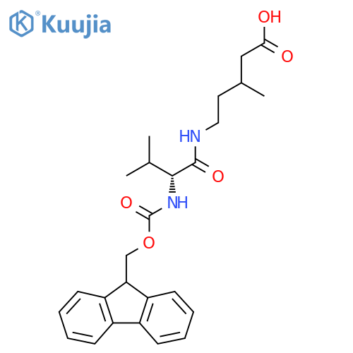 5-(2R)-2-({(9H-fluoren-9-yl)methoxycarbonyl}amino)-3-methylbutanamido-3-methylpentanoic acid structure