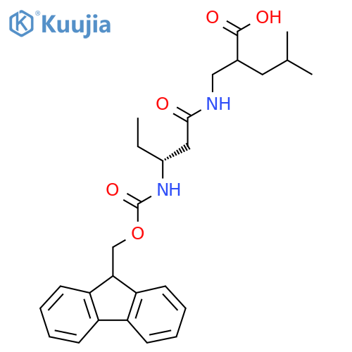 2-{(3R)-3-({(9H-fluoren-9-yl)methoxycarbonyl}amino)pentanamidomethyl}-4-methylpentanoic acid structure