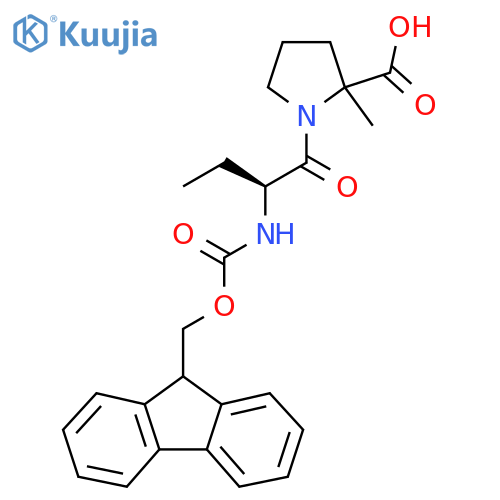 1-(2S)-2-({(9H-fluoren-9-yl)methoxycarbonyl}amino)butanoyl-2-methylpyrrolidine-2-carboxylic acid structure