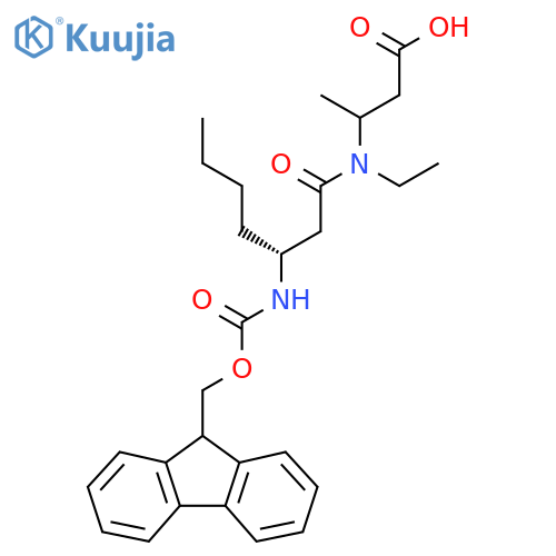 3-(3R)-N-ethyl-3-({(9H-fluoren-9-yl)methoxycarbonyl}amino)heptanamidobutanoic acid structure