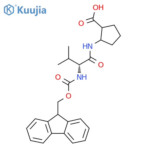 2-(2R)-2-({(9H-fluoren-9-yl)methoxycarbonyl}amino)-3-methylbutanamidocyclopentane-1-carboxylic acid structure