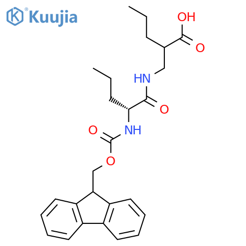 2-{(2R)-2-({(9H-fluoren-9-yl)methoxycarbonyl}amino)pentanamidomethyl}pentanoic acid structure
