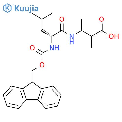 3-(2R)-2-({(9H-fluoren-9-yl)methoxycarbonyl}amino)-4-methylpentanamido-2-methylbutanoic acid structure