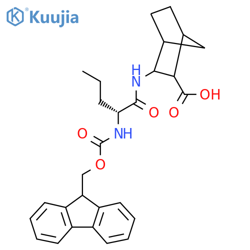 3-(2R)-2-({(9H-fluoren-9-yl)methoxycarbonyl}amino)pentanamidobicyclo2.2.1heptane-2-carboxylic acid structure
