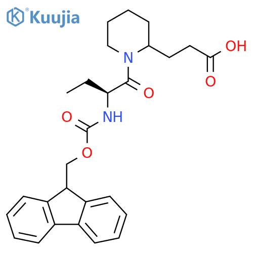 3-{1-(2S)-2-({(9H-fluoren-9-yl)methoxycarbonyl}amino)butanoylpiperidin-2-yl}propanoic acid structure