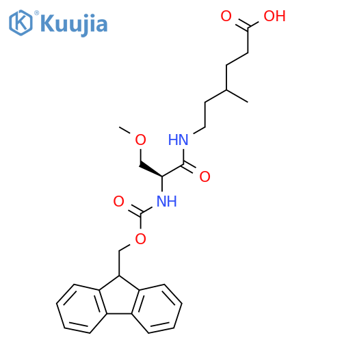 6-(2S)-2-({(9H-fluoren-9-yl)methoxycarbonyl}amino)-3-methoxypropanamido-4-methylhexanoic acid structure