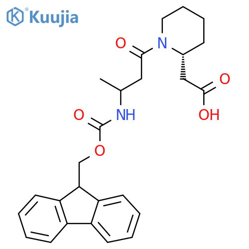 2-(2R)-1-3-({(9H-fluoren-9-yl)methoxycarbonyl}amino)butanoylpiperidin-2-ylacetic acid structure