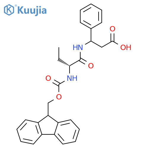 3-(2R)-2-({(9H-fluoren-9-yl)methoxycarbonyl}amino)butanamido-3-phenylpropanoic acid structure