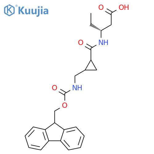 (3R)-3-({2-({(9H-fluoren-9-yl)methoxycarbonyl}amino)methylcyclopropyl}formamido)pentanoic acid structure