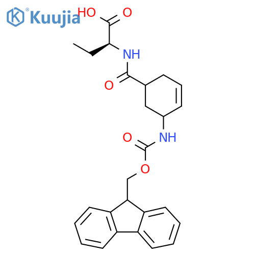(2S)-2-{5-({(9H-fluoren-9-yl)methoxycarbonyl}amino)cyclohex-3-en-1-ylformamido}butanoic acid structure