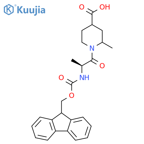 1-(2S)-2-({(9H-fluoren-9-yl)methoxycarbonyl}amino)propanoyl-2-methylpiperidine-4-carboxylic acid structure
