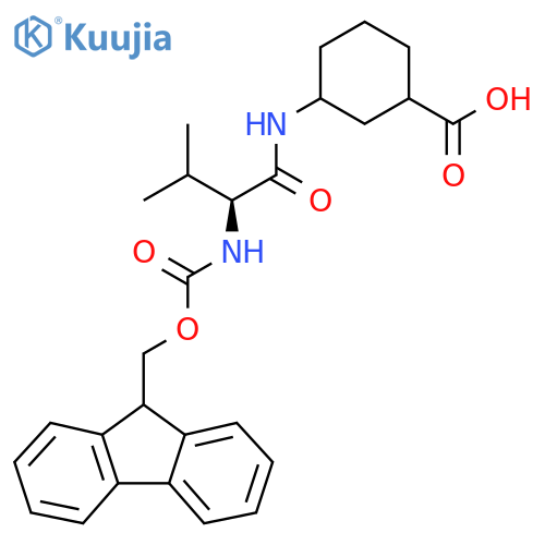 3-(2S)-2-({(9H-fluoren-9-yl)methoxycarbonyl}amino)-3-methylbutanamidocyclohexane-1-carboxylic acid structure