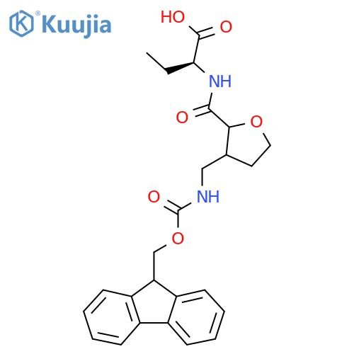 (2S)-2-({3-({(9H-fluoren-9-yl)methoxycarbonyl}amino)methyloxolan-2-yl}formamido)butanoic acid structure