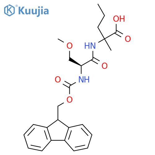2-(2S)-2-({(9H-fluoren-9-yl)methoxycarbonyl}amino)-3-methoxypropanamido-2-methylpentanoic acid structure