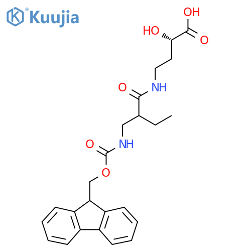 (2S)-4-{2-({(9H-fluoren-9-yl)methoxycarbonyl}amino)methylbutanamido}-2-hydroxybutanoic acid structure