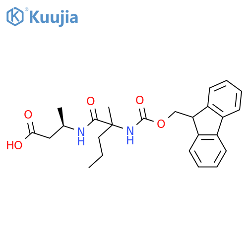 (3R)-3-2-({(9H-fluoren-9-yl)methoxycarbonyl}amino)-2-methylpentanamidobutanoic acid structure