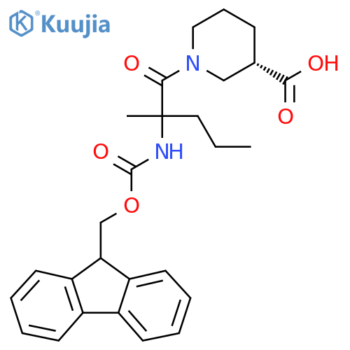 (3S)-1-2-({(9H-fluoren-9-yl)methoxycarbonyl}amino)-2-methylpentanoylpiperidine-3-carboxylic acid structure
