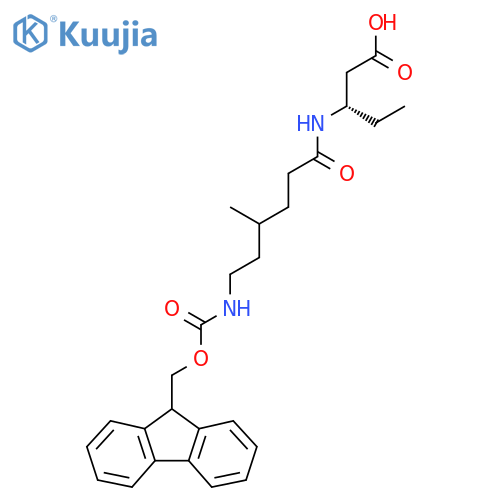 (3S)-3-6-({(9H-fluoren-9-yl)methoxycarbonyl}amino)-4-methylhexanamidopentanoic acid structure