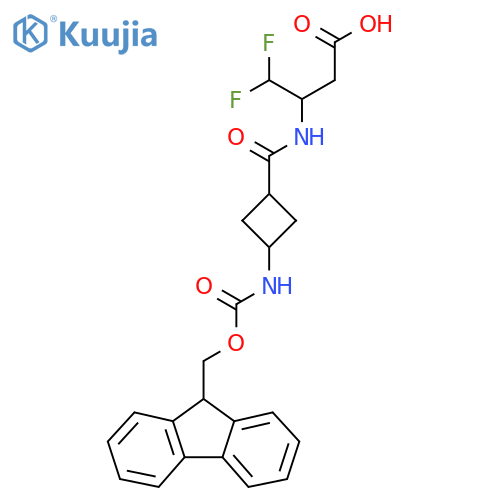 4,4-difluoro-3-{(1s,3s)-3-({(9H-fluoren-9-yl)methoxycarbonyl}amino)cyclobutylformamido}butanoic acid structure