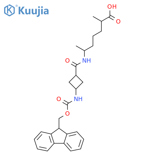 2-methyl-6-{(1r,3r)-3-({(9H-fluoren-9-yl)methoxycarbonyl}amino)cyclobutylformamido}heptanoic acid structure