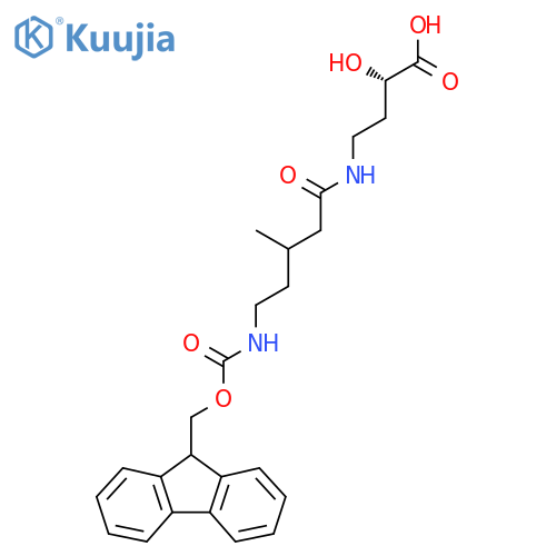 (2S)-4-5-({(9H-fluoren-9-yl)methoxycarbonyl}amino)-3-methylpentanamido-2-hydroxybutanoic acid structure