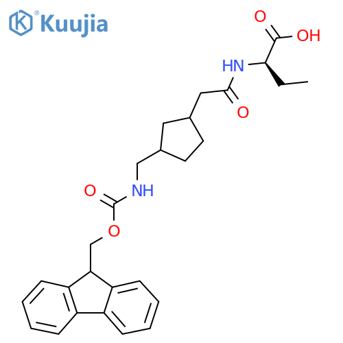 (2R)-2-(2-{3-({(9H-fluoren-9-yl)methoxycarbonyl}amino)methylcyclopentyl}acetamido)butanoic acid structure