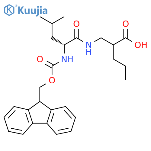 2-{(2R)-2-({(9H-fluoren-9-yl)methoxycarbonyl}amino)-4-methylpentanamidomethyl}pentanoic acid structure