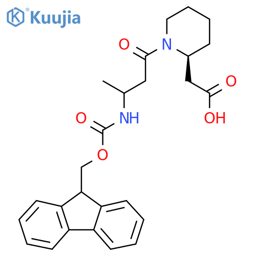 2-(2S)-1-3-({(9H-fluoren-9-yl)methoxycarbonyl}amino)butanoylpiperidin-2-ylacetic acid structure