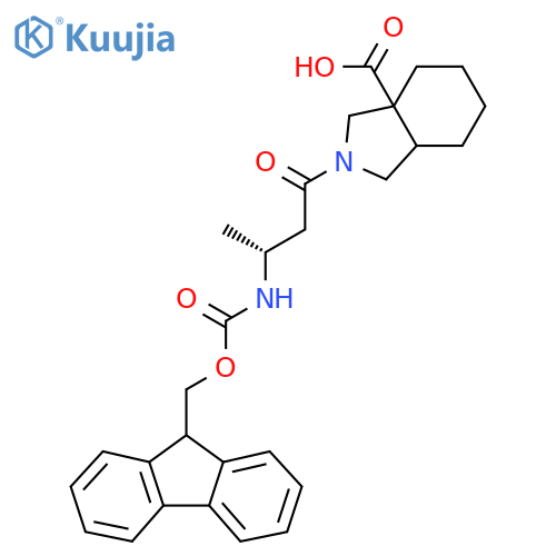 2-(3R)-3-({(9H-fluoren-9-yl)methoxycarbonyl}amino)butanoyl-octahydro-1H-isoindole-3a-carboxylic acid structure