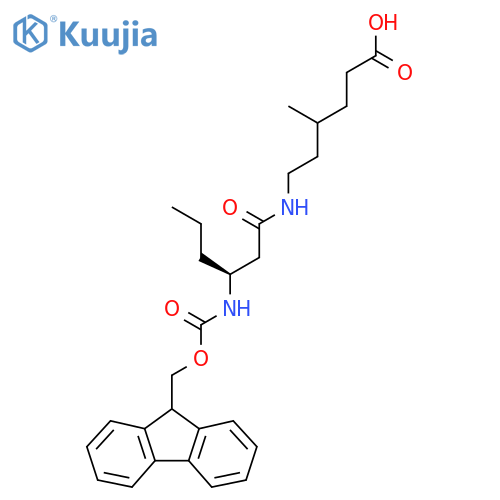 6-(3S)-3-({(9H-fluoren-9-yl)methoxycarbonyl}amino)hexanamido-4-methylhexanoic acid structure