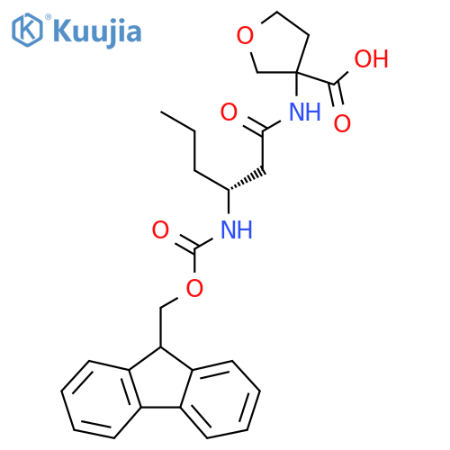 3-(3R)-3-({(9H-fluoren-9-yl)methoxycarbonyl}amino)hexanamidooxolane-3-carboxylic acid structure