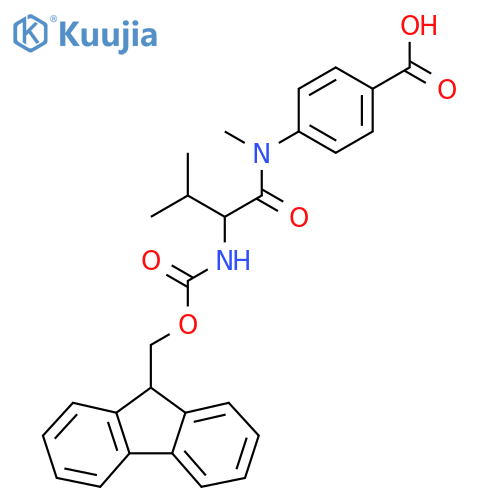 4-2-({(9H-fluoren-9-yl)methoxycarbonyl}amino)-N,3-dimethylbutanamidobenzoic acid structure