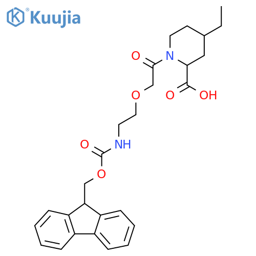 4-ethyl-1-{2-2-({(9H-fluoren-9-yl)methoxycarbonyl}amino)ethoxyacetyl}piperidine-2-carboxylic acid structure