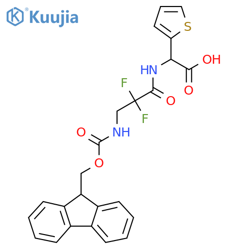 2-3-({(9H-fluoren-9-yl)methoxycarbonyl}amino)-2,2-difluoropropanamido-2-(thiophen-2-yl)acetic acid structure