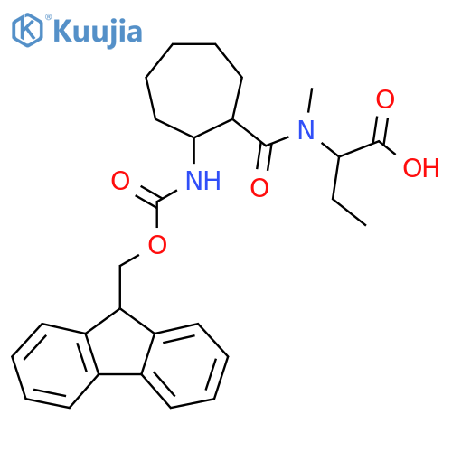 2-{1-2-({(9H-fluoren-9-yl)methoxycarbonyl}amino)cycloheptyl-N-methylformamido}butanoic acid structure