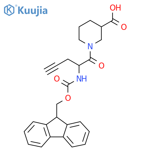 1-2-({(9H-fluoren-9-yl)methoxycarbonyl}amino)pent-4-ynoylpiperidine-3-carboxylic acid structure