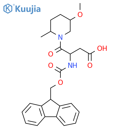 3-({(9H-fluoren-9-yl)methoxycarbonyl}amino)-4-(5-methoxy-2-methylpiperidin-1-yl)-4-oxobutanoic acid structure