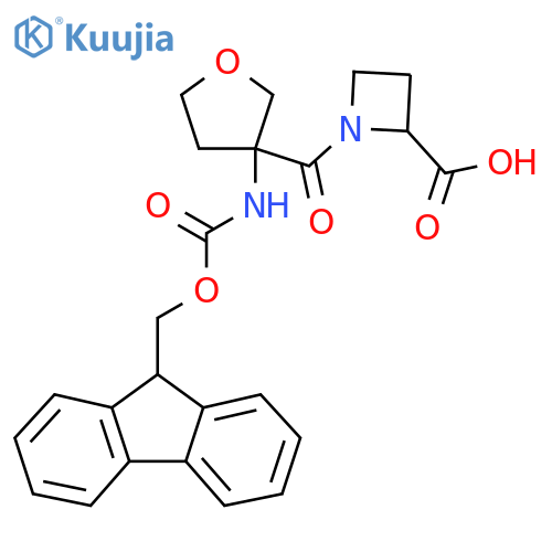 1-3-({(9H-fluoren-9-yl)methoxycarbonyl}amino)oxolane-3-carbonylazetidine-2-carboxylic acid structure