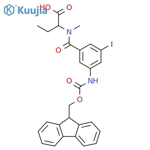 2-{1-3-({(9H-fluoren-9-yl)methoxycarbonyl}amino)-5-iodophenyl-N-methylformamido}butanoic acid structure