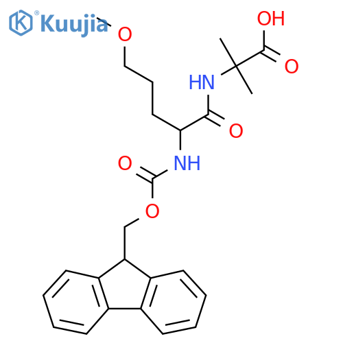 2-2-({(9H-fluoren-9-yl)methoxycarbonyl}amino)-5-methoxypentanamido-2-methylpropanoic acid structure