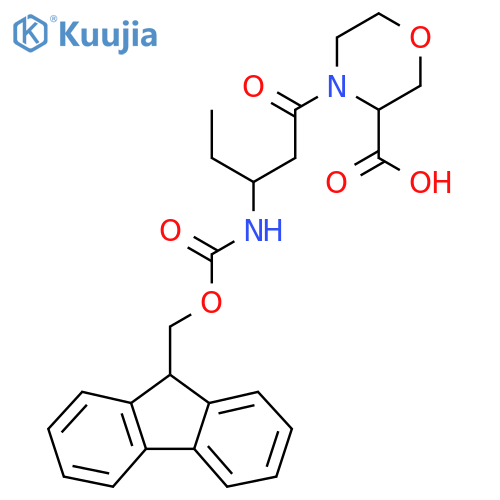 4-3-({(9H-fluoren-9-yl)methoxycarbonyl}amino)pentanoylmorpholine-3-carboxylic acid structure