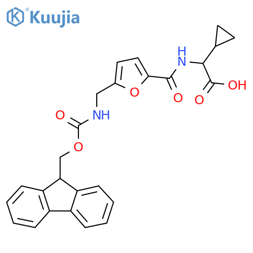 2-cyclopropyl-2-({5-({(9H-fluoren-9-yl)methoxycarbonyl}amino)methylfuran-2-yl}formamido)acetic acid structure