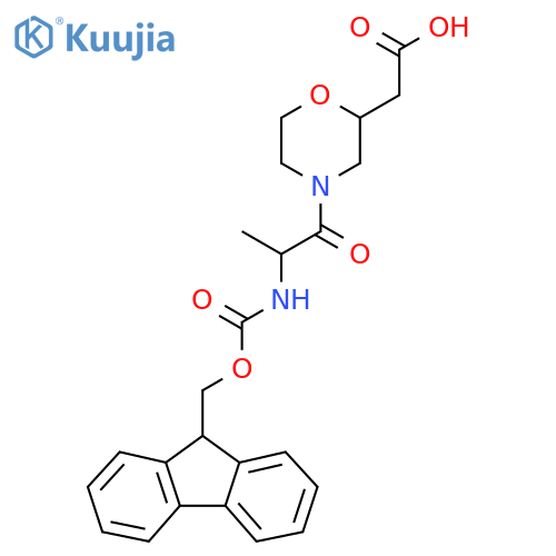 2-{4-2-({(9H-fluoren-9-yl)methoxycarbonyl}amino)propanoylmorpholin-2-yl}acetic acid structure