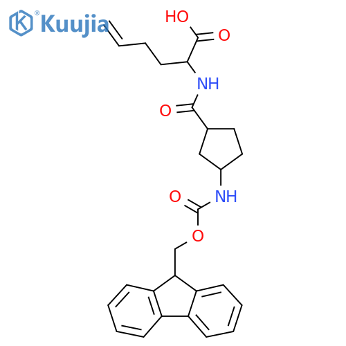 2-{3-({(9H-fluoren-9-yl)methoxycarbonyl}amino)cyclopentylformamido}hex-5-enoic acid structure