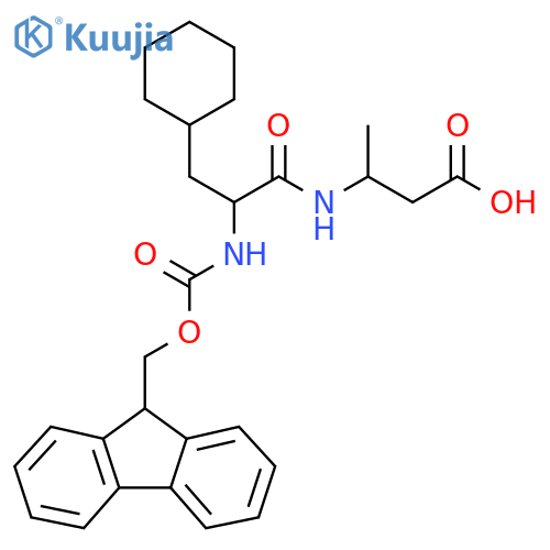 3-3-cyclohexyl-2-({(9H-fluoren-9-yl)methoxycarbonyl}amino)propanamidobutanoic acid structure