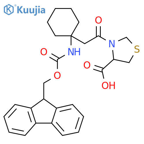 3-{2-1-({(9H-fluoren-9-yl)methoxycarbonyl}amino)cyclohexylacetyl}-1,3-thiazolidine-4-carboxylic acid structure