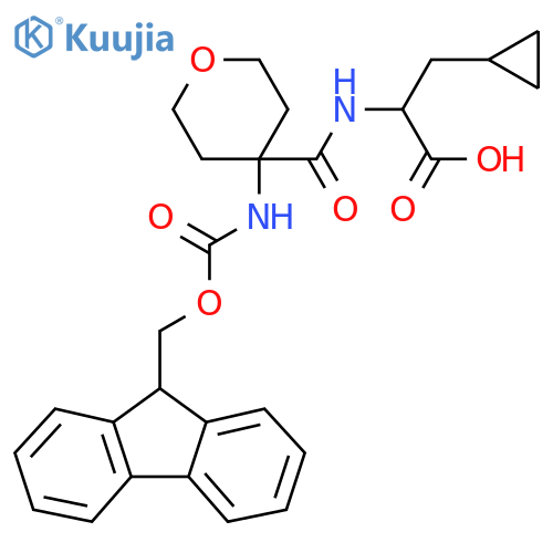 3-cyclopropyl-2-{4-({(9H-fluoren-9-yl)methoxycarbonyl}amino)oxan-4-ylformamido}propanoic acid structure