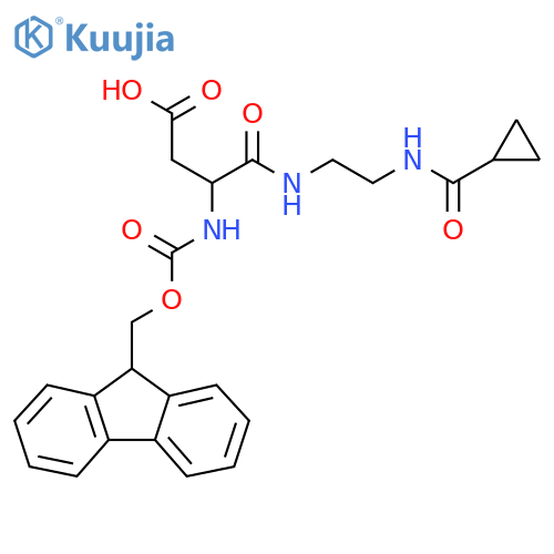 3-{2-(cyclopropylformamido)ethylcarbamoyl}-3-({(9H-fluoren-9-yl)methoxycarbonyl}amino)propanoic acid structure