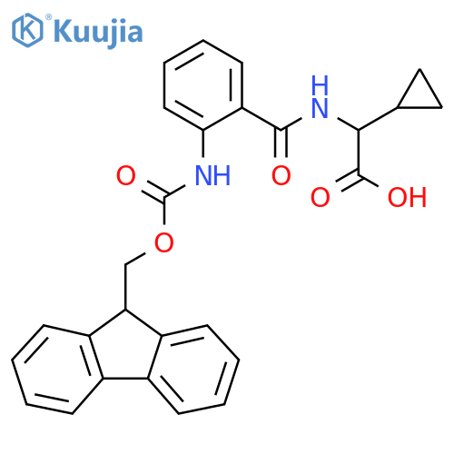 2-cyclopropyl-2-{2-({(9H-fluoren-9-yl)methoxycarbonyl}amino)phenylformamido}acetic acid structure
