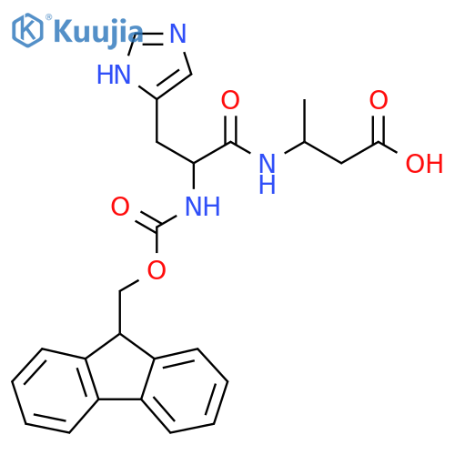 3-2-({(9H-fluoren-9-yl)methoxycarbonyl}amino)-3-(1H-imidazol-4-yl)propanamidobutanoic acid structure